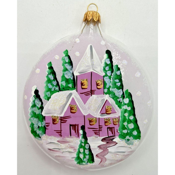 Bellagio Italian Blown Glass Hand Painted House Christmas Ornament U255 - Picture 2 of 3